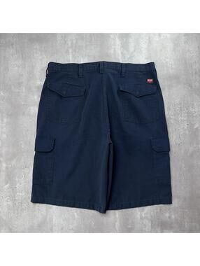 Y2K Navy Red Kap Grunge Baggy Cargo Skater Shorts